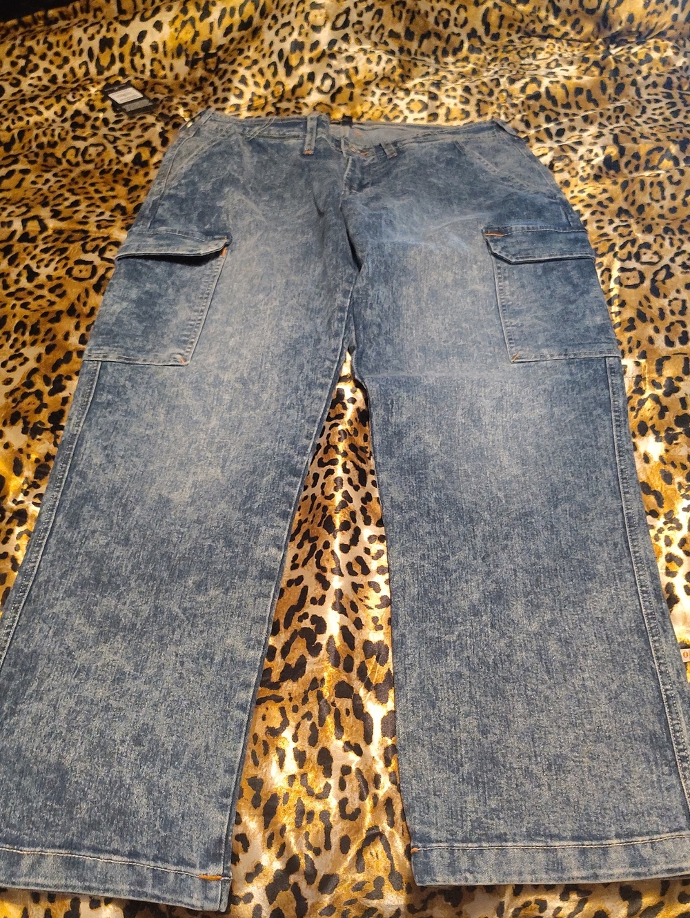 True Religion Washed Blue Cargo Jeans - Relaxed Fit